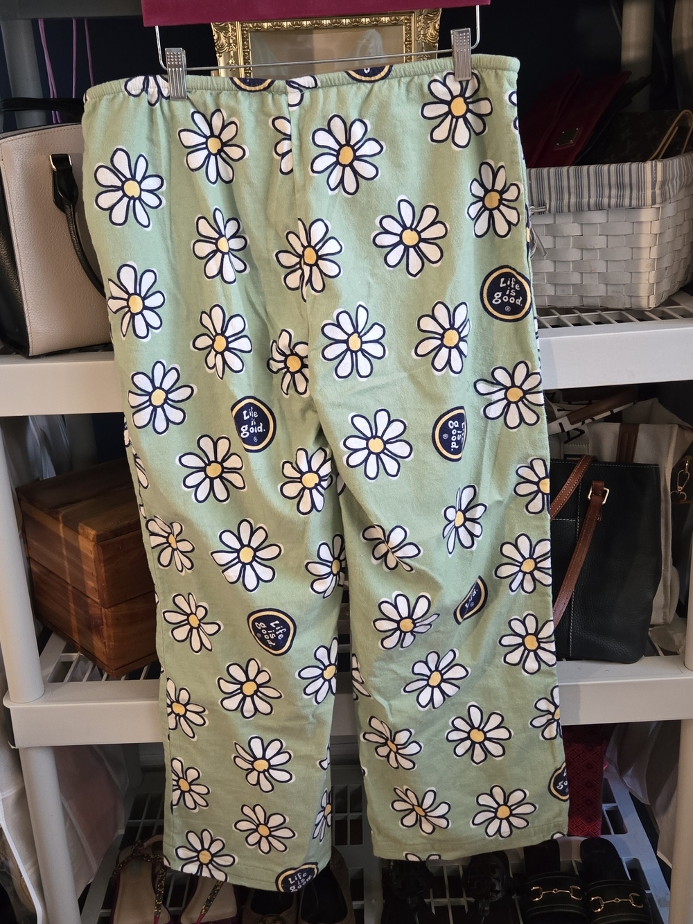 Life is Good Women's Green Daisy Pajama Pants - Picture 3 of 5